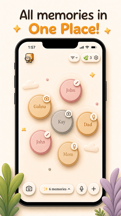 Memora app showing all memories in one place