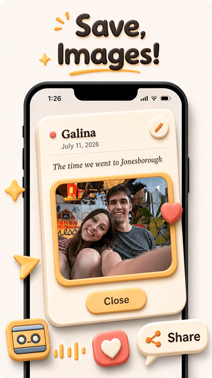 Memora screenshot: saving images